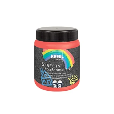 Imagen de KREUL 43103 Streety street color en rojo calcetín a rayas 200 ml, tiza líquida lavable para pintar con brocha o rodillo, de calle, vegana
