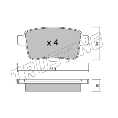 Imagen de TRUSTING 830.0 Juego de pastillas freno excl. contacto avisador desgaste RENAULT: Kangoo II Express, / Grand