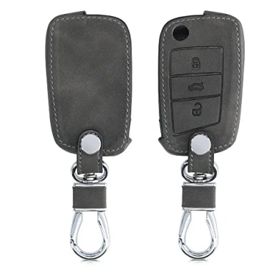 Imagen de kwmobile Funda Compatible con VW Golf 7 MK7 Llave de Coche 3 Botones Carcasa Piel sintética Protector para Mando en Gris Oscuro