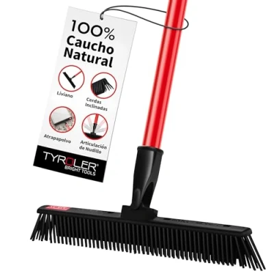 Imagen de Escoba Japonesa de Tyroler Bright Tools Cabeza Caucho Natural 100% 30cm Mango Antioxidante 140cm Articulación Nudillo Sistema Capturador Polvo