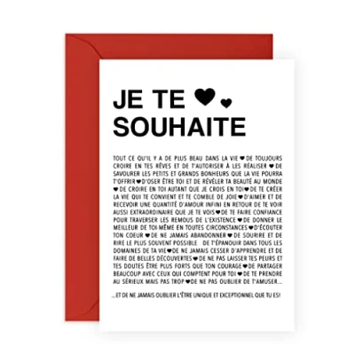 Imagen de Central 23 Carte d&#039;anniversaire douce Pour femme JE TE SOUHAITE de voeux homme Cadeau ami la Saint Valentin Livré avec autocollants Par