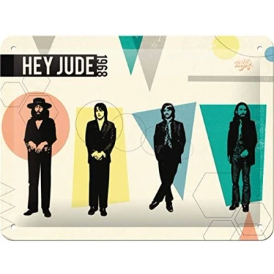 Imagen de Nostalgic Art Cartel de Chapa Retro Fab4 Hey Jude Idea Regalo para los Fans Beatles, metálico, Diseño Vintage Decorativo, 15 x 20 cm