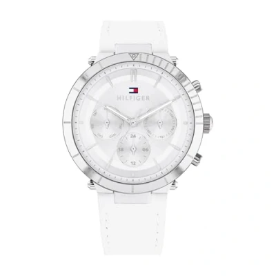 Imagen de Tommy Hilfiger Reloj Analógico de Cuarzo multifunción para mujer con Correa en piel Blanco 1782352