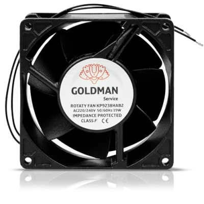 Imagen de GOLDMAN SERVICE Ventilador fan Axial para Cassette de chimeneas insertable alta temperatura aspas metálicas universal. (92x92x38mm)