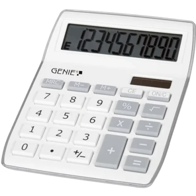 Imagen de Genie 840 S Calculadora de con pantalla inclinada 10 dígitos (panel solar y batería), color plateado