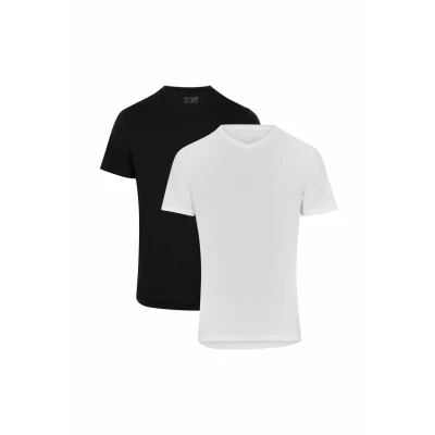 Imagen de Danish Endurance Vneck 2PACK Camiseta básica Mc xwhite xblack, Hombre, Talla: Large, xblack