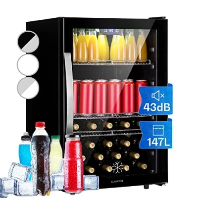 Imagen de Klarstein Nevera Pequeña Puerta Cristal Habitaciones, Portatil Electrica, Mini para Bebidas, Frigorificos Pequeños 147L, Frigorifico con Estantes, Neveras Pequeñas