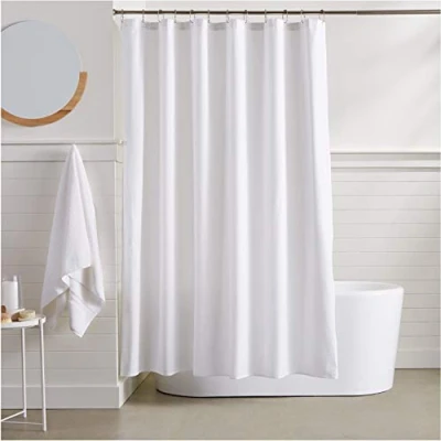 Imagen de Amazon Basics Cortina de ducha, 100% poliéster, Jardín Blanco/Opulento, 72&quot; X