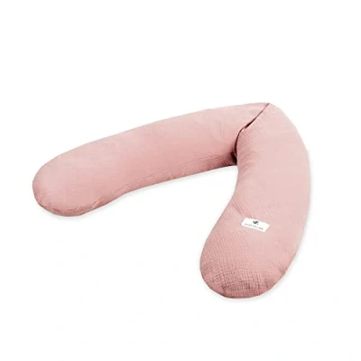 Imagen de Julius Zöllner Cojín de Lactancia Muselina, Aprox. 190 cm, Relleno 42 litros microperlas EPS, Fabricado en Alemania, Funda Muselina algodón 100%, Öko Tex® Standard 100, Rosa pálido