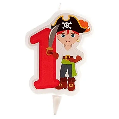 Imagen de Dekora Vela de Cumpleaños 2D Pirata para Tartas Infantiles Numero 1