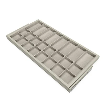 Imagen de Emuca Kit de cajón organizador y bastidor guías con cierre suave para armario, regulable, módulo 900mm, Gris piedra
