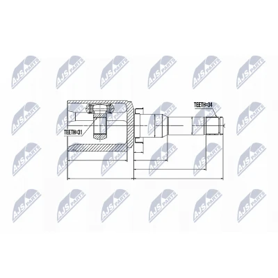Imagen de NTY NPW DW 017 Junta Homocinética Transmisión automática Eje delantero, izquierda, lado de engranaje CHEVROLET: Cruze Berlina, Hatchback