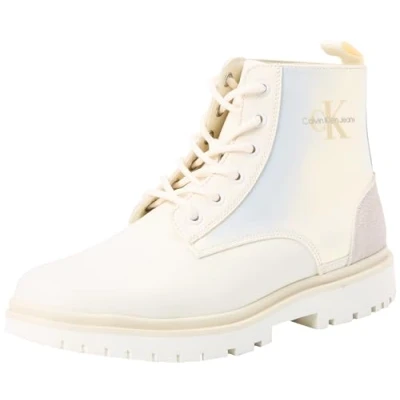 Imagen de Calvin Klein Jeans Botines de media caña Mujer Eva Boot Mid Lace Up con cordones, Blanco (Creamy White/Eggshell), 36