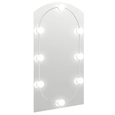 Imagen de vidaXL Espejo con Luces LED Tocador Maquillaje Iluminación de Pared Cuarto Baño Aseo Lavabo Inodoro Decoración Vidrio Arco 90x45 cm