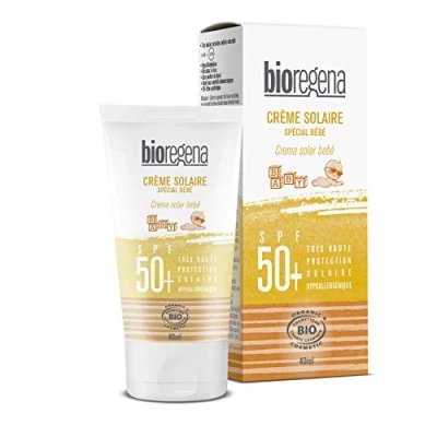 Imagen de Bioregena Crema Solar Bio, Factor de Protección 50+, para Piel Sensible Bebés Más 6 Meses, Crema, 40 Mililitros