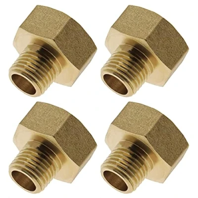 Imagen de eMagTech 4 Piezas Adaptadores de Conversión Tubería Rosca BSP Hembra 1/2 Pulgada A Macho 1/4 Conector Montaje Hexagonal Latón para Aire Agua Gas