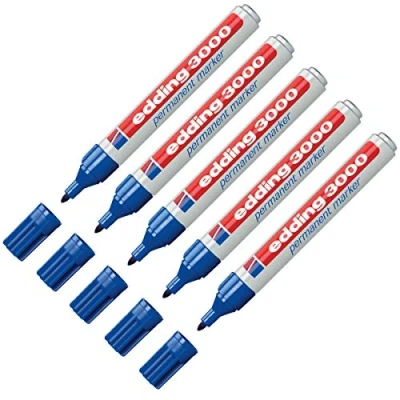 Imagen de EDDING 3000 Marcador permanente, punta redonda, 1,5 3 mm, recargable, azul, 5er Pack
