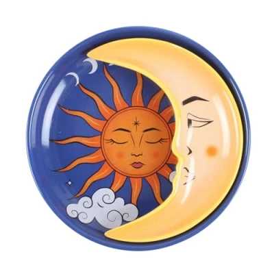 Imagen de Something Different Wholesale Plato celestial de sol radiante y luna creciente, juego joyas apilable cósmico para joyería, decoración del hogar sueños celestiales, soporte