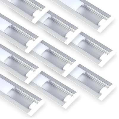 Imagen de Jandei Pack 10 Perfiles de Aluminio 1 Metro para Instalación Empotrada Tiras LED, Difusor Translúcido. Kit completo Montaje, Incluye Clips y Tapas Finales (24,5 x 6,87mm)
