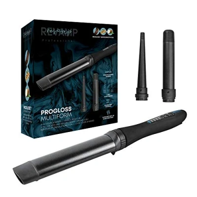 Imagen de Revamp Progloss Multiform Rizador de Pelo con Calor 3 en 1 Buclera Barriles Cerámica Intercambiables para Ondas y Rizos Definidos, Temperatura Regulable