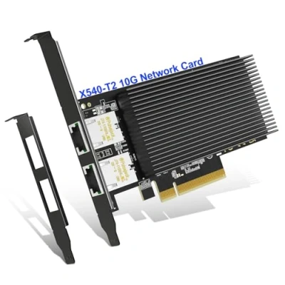 Imagen de 10Gb Dual LAN Base T PCI e Network Card, Intel X540 Controller, NICGIGA 10Gbps Ethernet Adapter, 2 * 10Gbe RJ45 Port, 10G Nic Support Windows/Windows Server/Linux/Vmware/ESX