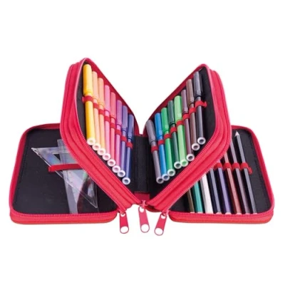 Imagen de gimboo Estuche Escolar con Accesorios/Estuche de Gran Capacidad/con 3 Compartimentos/Estuche para lápices/Estuche lápices/diseño Coche Carrera/para niños y niñas, Multicolor, Unisex