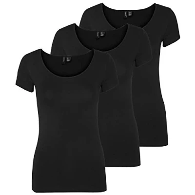 Imagen de VERO MODA Camiseta de Mujer Vmmaxi My SS Soft U Neck Noos, Negro (3X Black), XL
