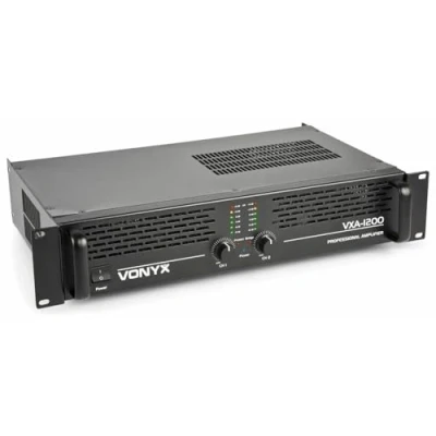 Imagen de Vonyx VXA 1200 amplificador profesional, 2x 600 vatios, conexión puente, estéreo ideal para DJ, disco móviles, bares y eventos. Fácil instalación Montaje en Rack de 19&quot;