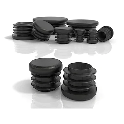 Imagen de PD® Tapones Redondos 27mm para Tubo Redondo de plástico PE Negro Acero, Acero Inoxidable, Aluminio y Perfil 4 Piezas