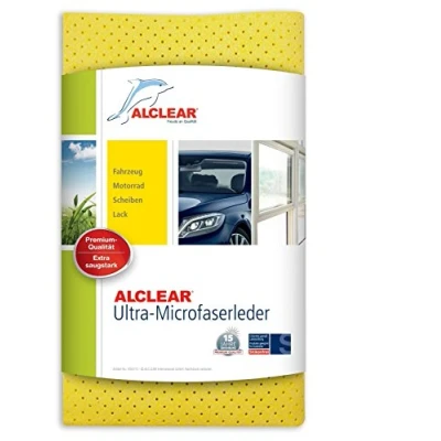 Imagen de ALCLEAR International Paño de Cuero Microfibra, para Coche, Cristales, Secado, 100% Poliuretano, 40 x 45 cm, Amarillo