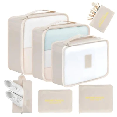 Imagen de AiQInu Organizador de Equipaje 7 Sets,Impermeable Maleta Viaje, Packing Cubes Para Ropa, Ropa Interior,Bolsa Zapatos Viaje con Cremallera