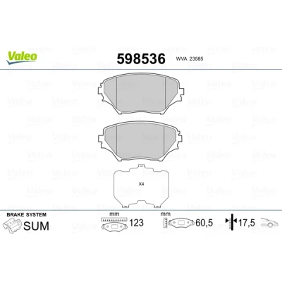 Imagen de VALEO 598536 Juego de pastillas freno Eje delantero excl. contacto avisador desgaste Chapa antichirridos TOYOTA: RAV4 II SUV, Picnic