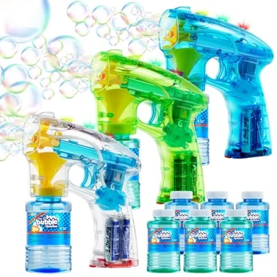 Imagen de JOYIN Juego de 3 Pistolas Jabón Máquina Burbujas con Luces Pomperos para Niños Piscina Juguete Verano Regalo Cumplaños