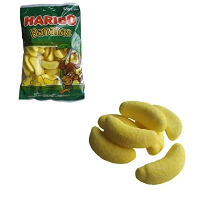 Imagen de Haribo Bananas Banana Candy Crunchy con núcleo suave 8.46 oz en total