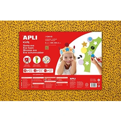 Imagen de APLI Kids 13410 Goma EVA impresa leopardo 600 x 400 mm 3 hojas