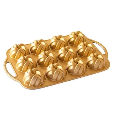 Imagen de Nordic Ware Baking Mould Braided Bundtette Gold 12 Pieces