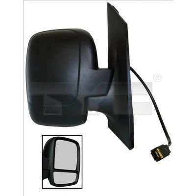 Imagen de espejo retrovisor Tyc 309 0188 izquierda negro para ajuste elect. espejo, convexo, calefactable, abatible eléctricamente, con gran angular
