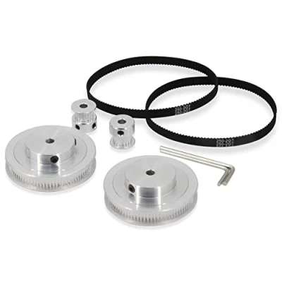 Imagen de Zeberoxyz Juego de 2 ruedas síncronas GT2, 20 y 80 dientes, diámetro 5 mm, polea correa dentada aluminio con unidades longitud 250 mm ancho 6 (20 80T 5B 6)