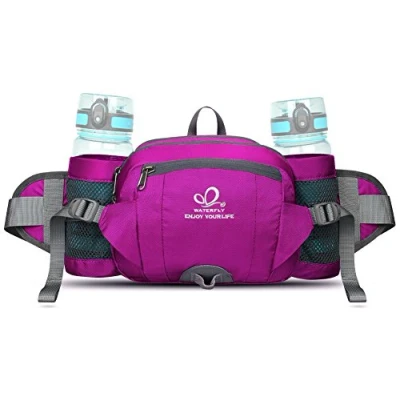 Imagen de Waterfly Riñonera Running Deportiva Impermeable Multifuncional Bolso de Cintura con Portabotellas para Correr Senderismo Ciclismo Hombre Mujer (Rosa)