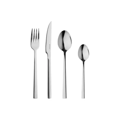 Imagen de BERGNER SOFIA BG, Cubertería de acero inoxidable 16 piezas, Incluye 4 cuchillos, tenedores, cucharas, cucharillas, cucharas planas, Acabado negro mate
