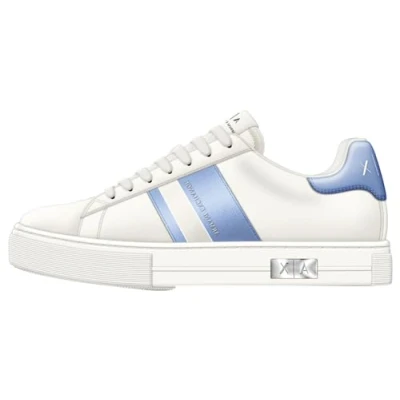 Imagen de Armani Exchange Mina Cup Sole, Back Tab with and Metal Logo Detail On Side, Zapatillas Mujer, Off White Blue, 40 EU