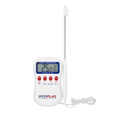 Imagen de HYGIPLAS F338 Termómetro digital MULTISTEM para medición de temperatura alimentaria, blanco