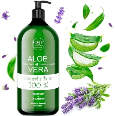 Imagen de Aloe Vera Puro Gel Bálsamo Reparador con Lavanda 100% y Natural Refrescante Hidratante Calmante Facial Corporal Después del Sol After Sun Depilacion 1000 ml