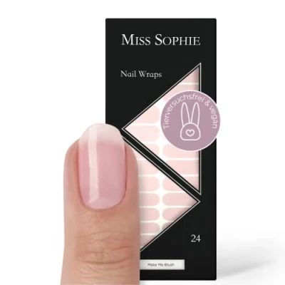 Imagen de Miss Sophie Lámina de uñas &quot;Make Me Blush&quot;, Transparente, Rosa, Nail Wraps 24 láminas autoadhesivas ultrafinas larga duración
