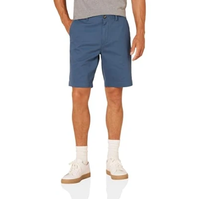 Imagen de Amazon Essentials Pantalones Cortos Chinos de Corte Ajustado con Pernera 23 cm Hombre, Azul, 30W