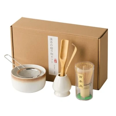 Imagen de Te Matcha Kit, 6 unidades Set de Té Iniciación, Chasen Bambu y Cuchara con Soporte Batidor, Taza Matcha, Regalos Accesorio Ceremonia