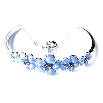 Imagen de Equilibrium Pulsera chapada en Plata con texto inglés &quot;Forget Me Not Flower&quot; caja de regalo,