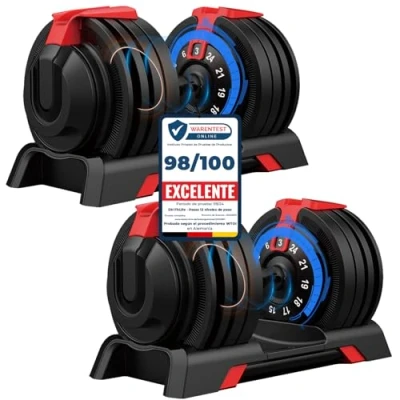 Imagen de DH FitLife 24kg Mancuernas Ajustables 3 a 24 KG con 12 Niveles de Peso, Juego Discos Pesas, Cortas Ajustables, Pesos Variables en 1 (Juego 2 Pieza)