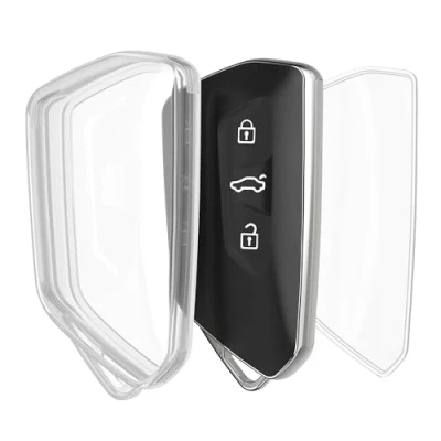 Imagen de kwmobile Carcasa para Mando Compatible con VW Golf 8 Llave de Coche 3 Botones Funda Llaves TPU Transparente