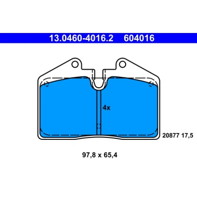 Imagen de ATE 13.0460 4016.2 Juego de pastillas freno preparado para indicador desgaste, excl. contacto avisador desgaste PORSCHE: 944 Coupé, 911 Coupé